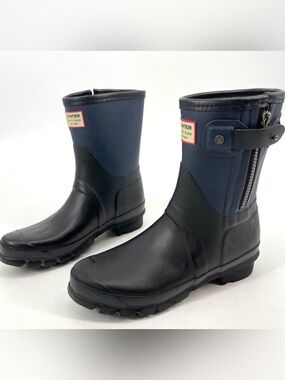 Rag and bone x Hunter boots Navy and Black Short Waterproof Rain Boots unique.